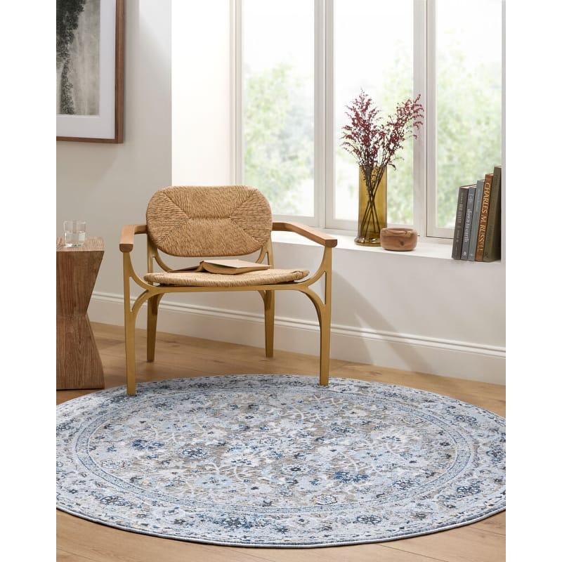 Livabliss Hassler Classic Floral Area Rug - Dark Grey - 2' 7" x 10'