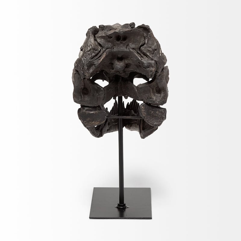 HomeRoots Brown Resin Tyrannosaurus Rex Skull Decor Piece - 10' X '12' X '6