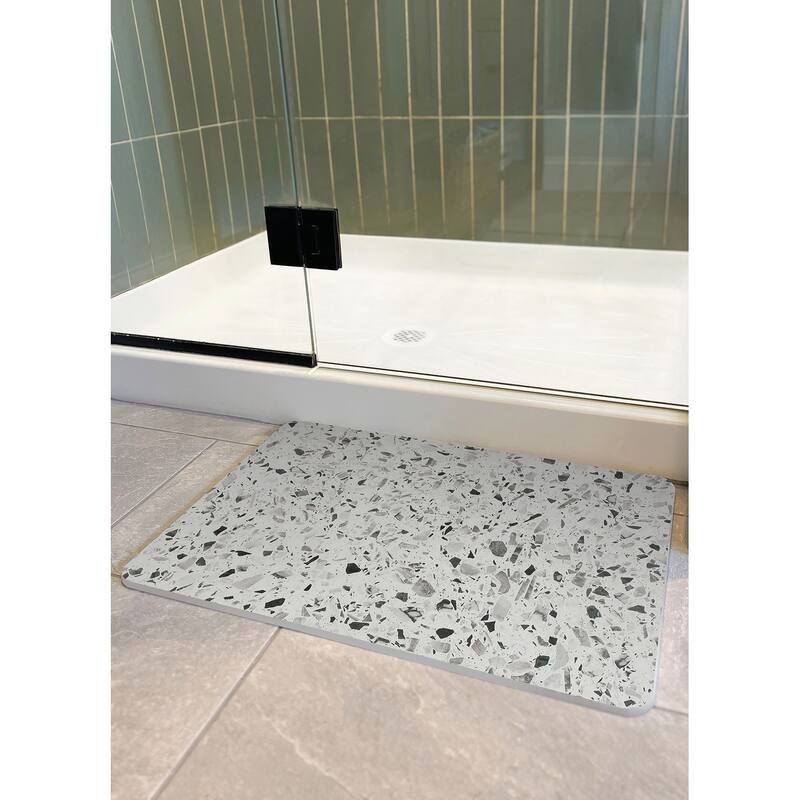 FloorPops Terrazzo Grey Stone Quick Drying Mat