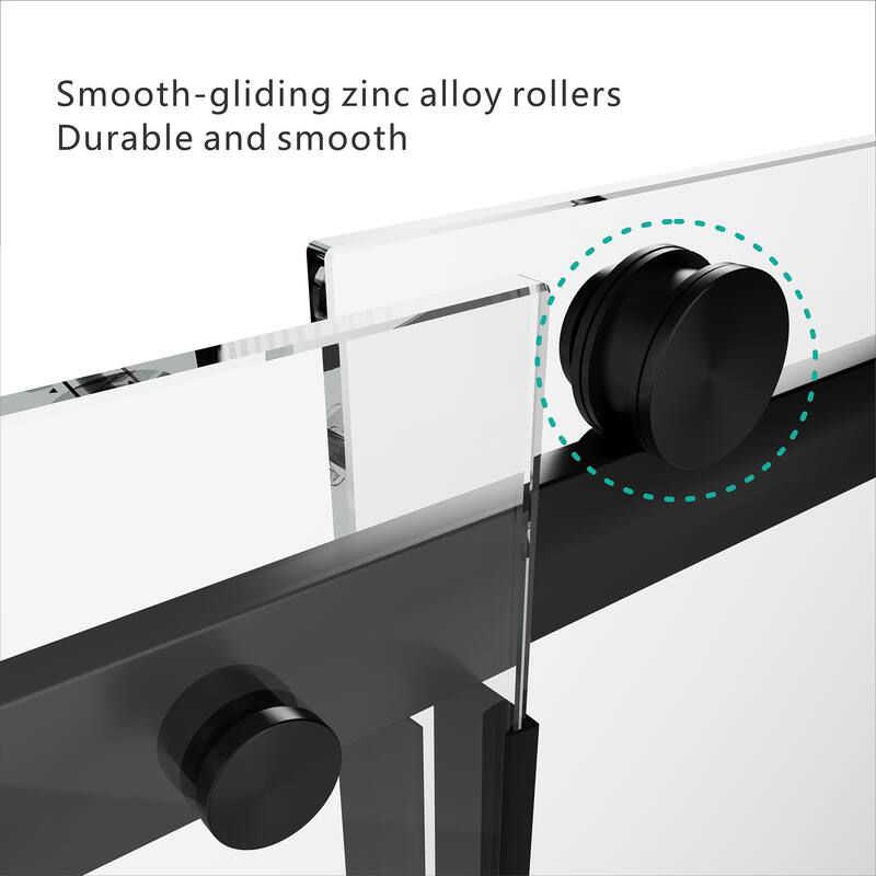 GDFStudio - 76'' H Frameless Sliding Glass Shower Door with Handle and Towel Bar, Easy-Clean Tempered Glass Panels