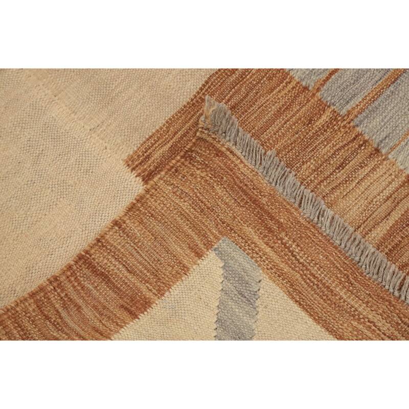 Hand Woven Oriental 100% Wool Carpet Southwestern Modern Brown Kilim Area Rug - 10' 1'' X 8' 3''