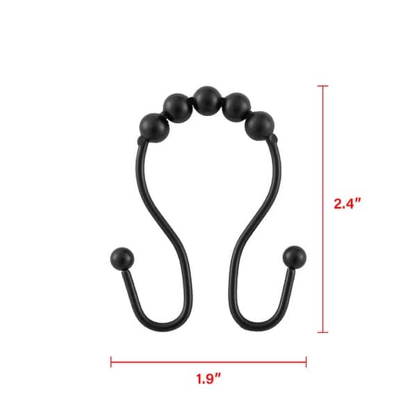 dimension image slide 0 of 3, Utopia Alley Double Roller Ball Stainless Steel Shower Curtain Hooks Rings, Set of 12