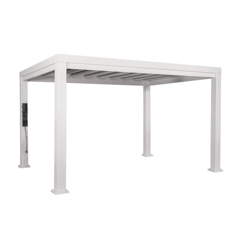 Backyard Discovery Windham 14x10' Galvanized Steel Pergola with Canopy - White - 14'0" x 10'0"