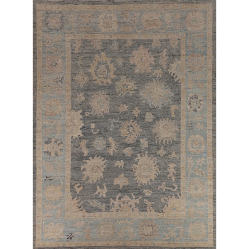 Vegetable Dye Floral Oriental Oushak Turkish Rug Handmade Wool Carpet - 9'5"x 11'9"