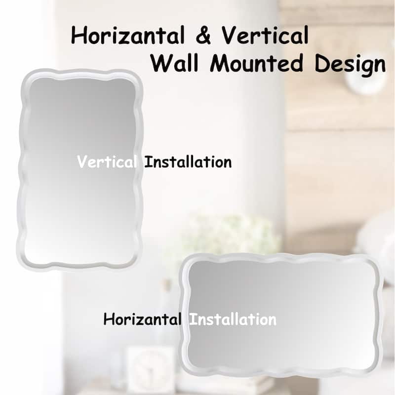 COZAYH Curved Scallop Wood Frame Accent Mirror