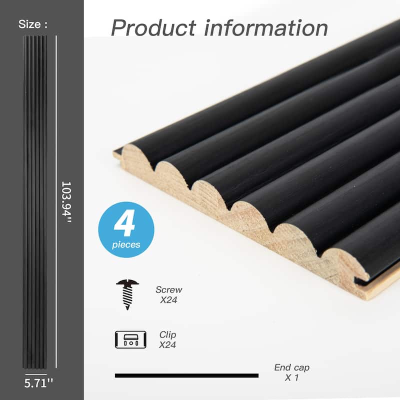 Art3d Wood Grain 3D Slat Wall Paneling,103.94"x5.71",4 Panels - 103.94"x5.71"