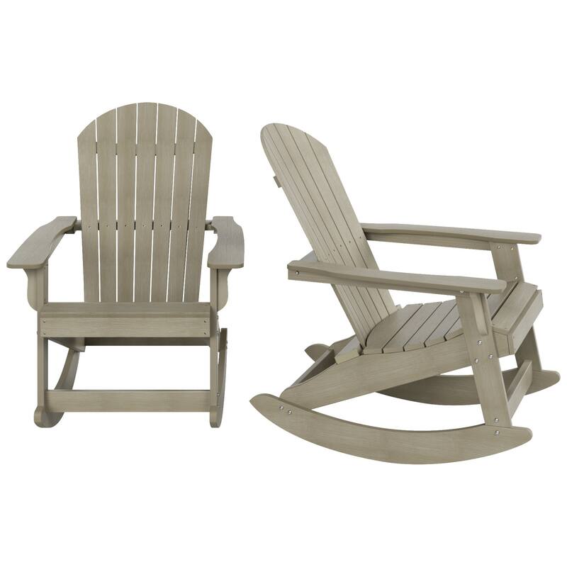 Vineyard HIPS Outdoor Eco-Friendly All Weather Seashell Rocking Adirondack Chairs (Set of 2)