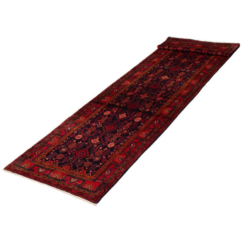 ECARPETGALLERY Hand-knotted Andelz Navy, Red Wool Rug - 3'8 x 13'5