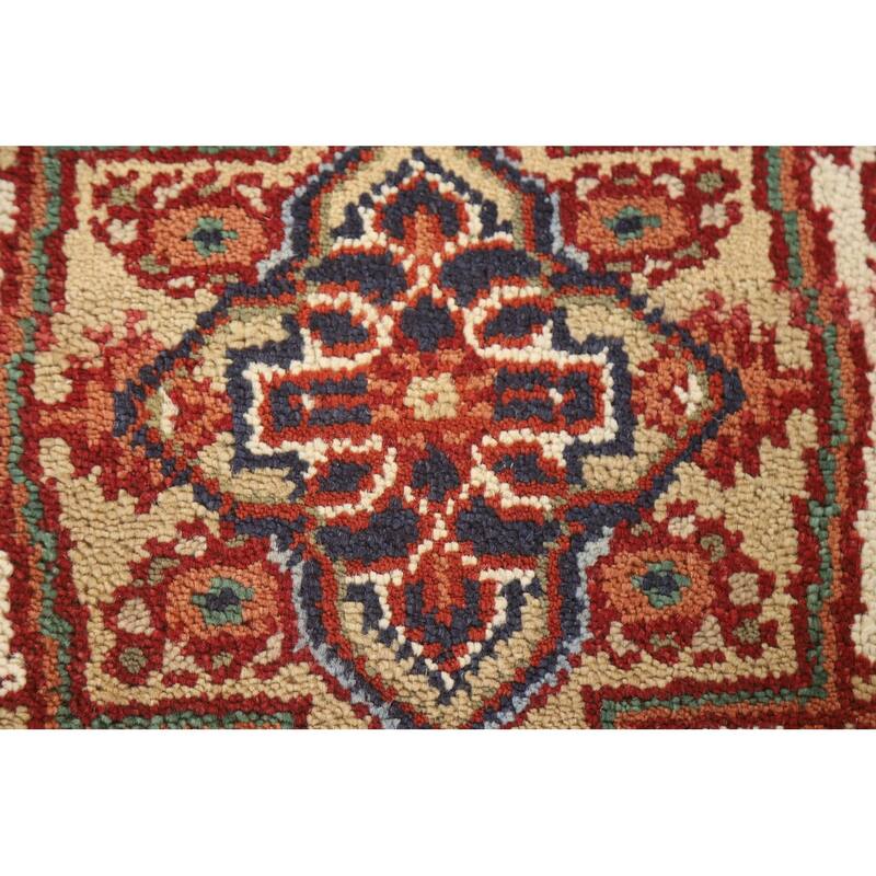 Hand Knotted Oriental 100% Wool Carpet Traditional Medallion Beige & Ivories Heriz (serapi) Area Rug - 3' 0'' X 2' 0''
