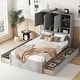 preview thumbnail 2 of 10, Storage Platform Bed with Headboard 9 Shelves and 4 Drawers, Gray