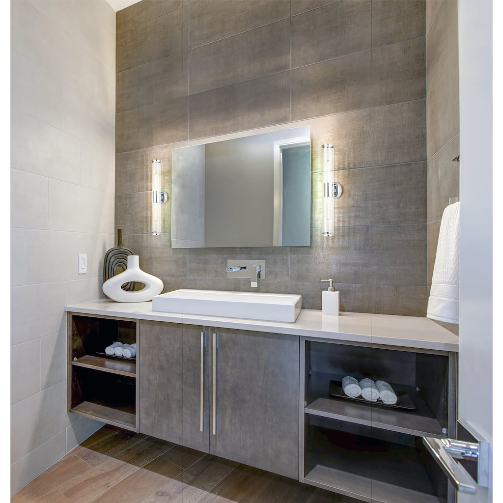 Varvara - 2-Light Bath/Vanity Light - Groved Clear Glass Shade