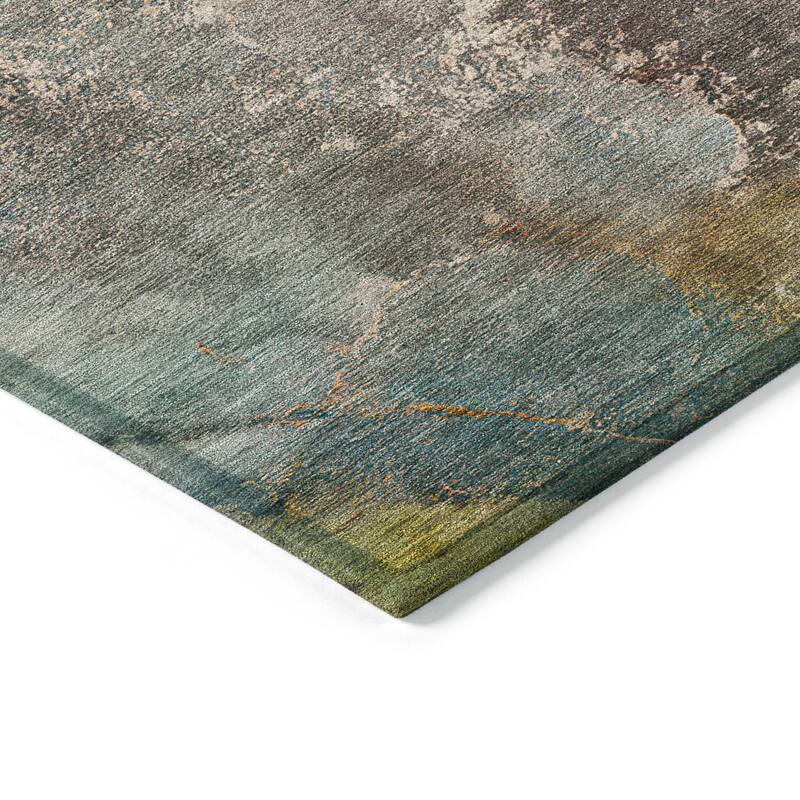 Machine Washable Indoor/ Outdoor Abstract Watercolor Chantille Rug