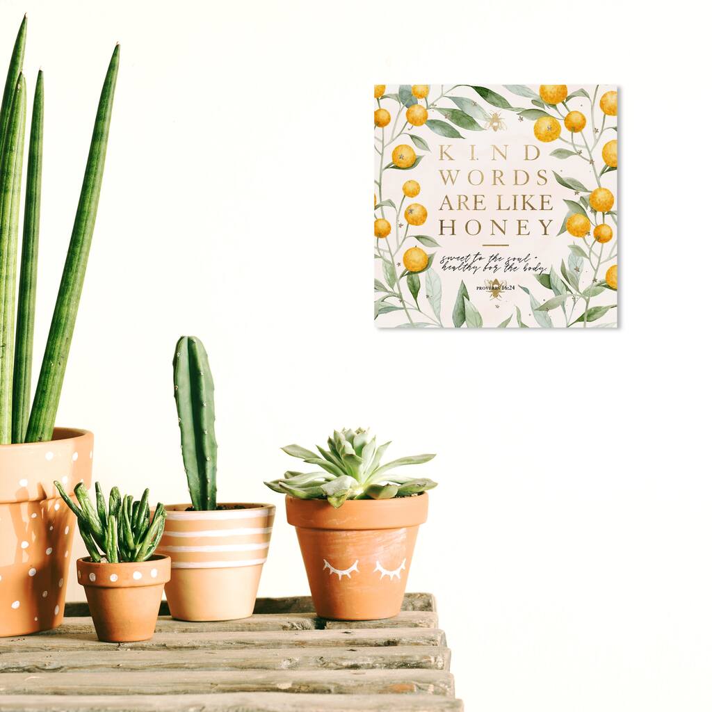 Wynwood Studio Prints Typography and Quotes Kind Words Honey Green and Light Green Rustic Wall Art Canvas Print