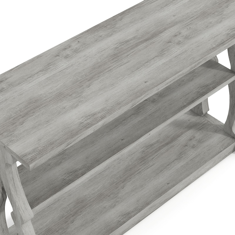 DH BASIC Farmhouse Vintage Grey Oak 47-Inch 2-Open Shelf Sofa Table by Denhour