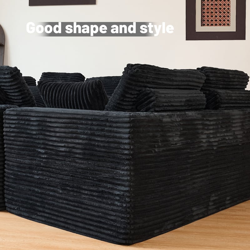 Sofa 135-in Casual Black 6 -seater Reclining Sectional - 8' x 10'