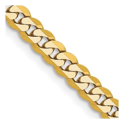 Curata 14k Yellow Gold Solid Polished Lobster Claw Closure 4.2mm Beveled Curb Chain Bracelet - 7 Inch - Lobster Claw