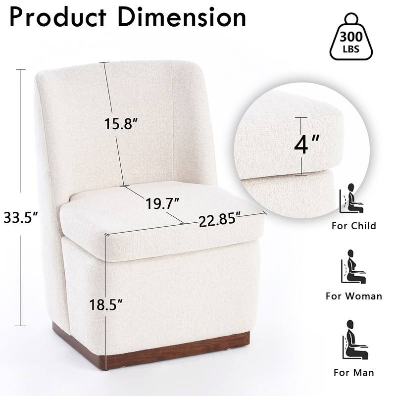 Modern Accent Chair Set of 4, Armless Chairs for Dining Room, Living Room, Bedroom