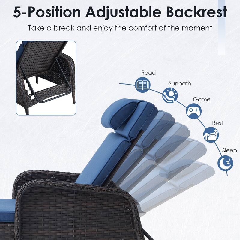 Outdoor Chaise Lounge Chairs for Outside Brown - Blue