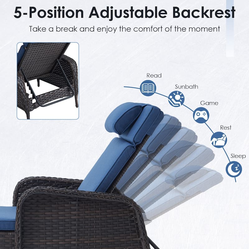 Outdoor Patio Chaise Lounge Chairs with Cushion