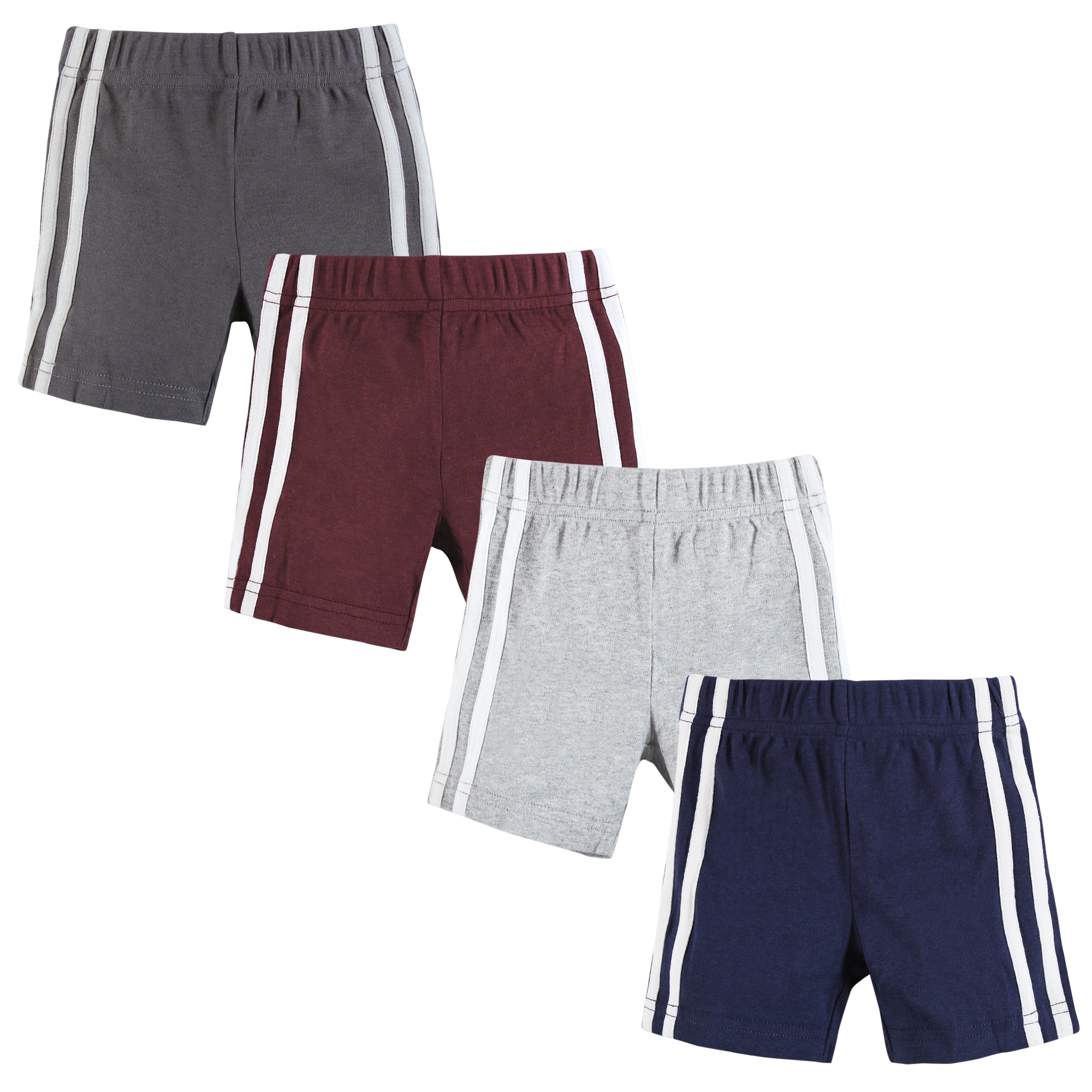 Hudson Baby Boy Shorts Bottoms 4-Pack, Burgundy Navy
