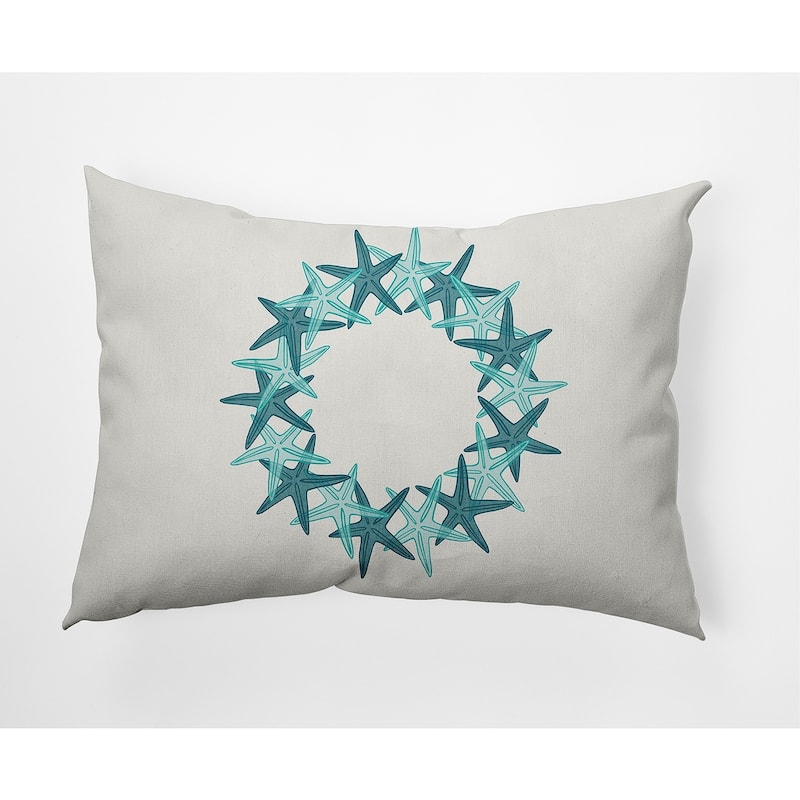 Starfish Wreath Soft Spun Polyester Indoor/Outdoor Throw Pillow - 14" x 20" - Teal