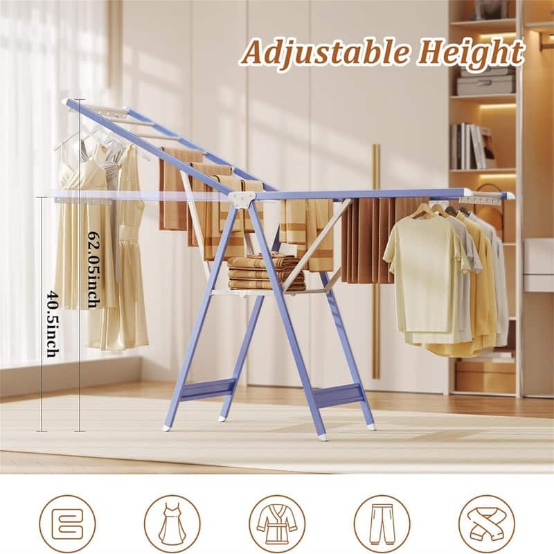 Clothes Drying Rack,63 Inches Foldable Aviation Aluminum Alloy Drying Rack,