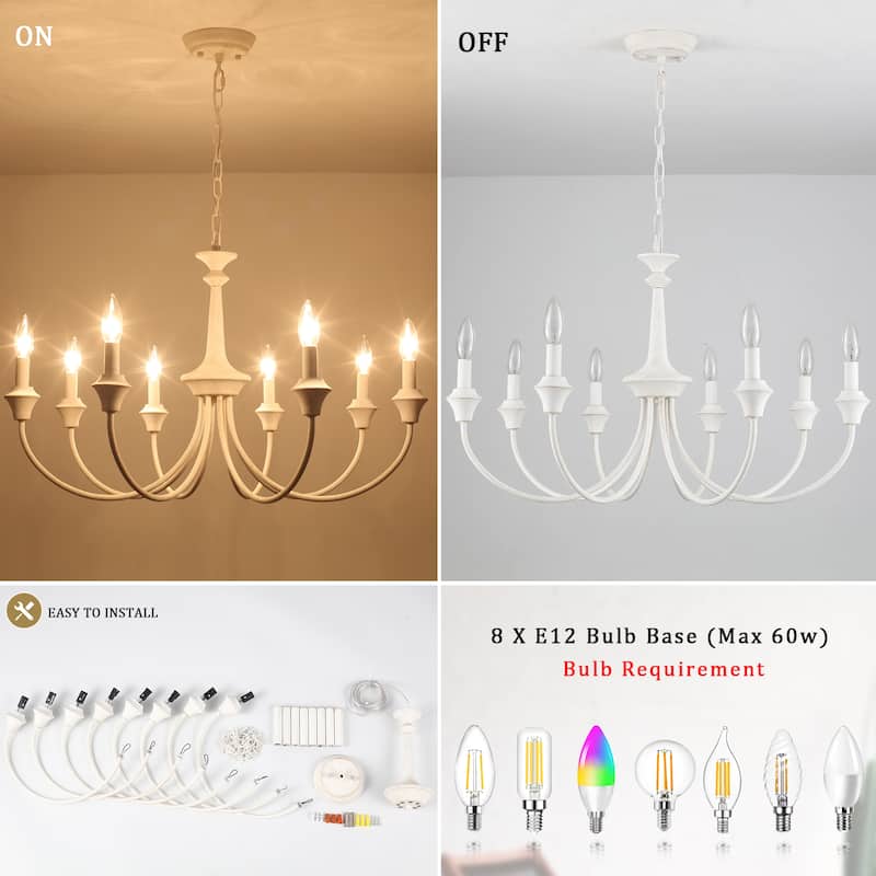 8-Light 28.34 in. Traditional Chandelier for Kitchen Living Room