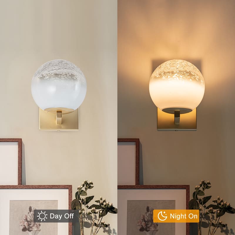 LED Wall Light with Clear-to-White Glass Globe Shade Dual Mount
