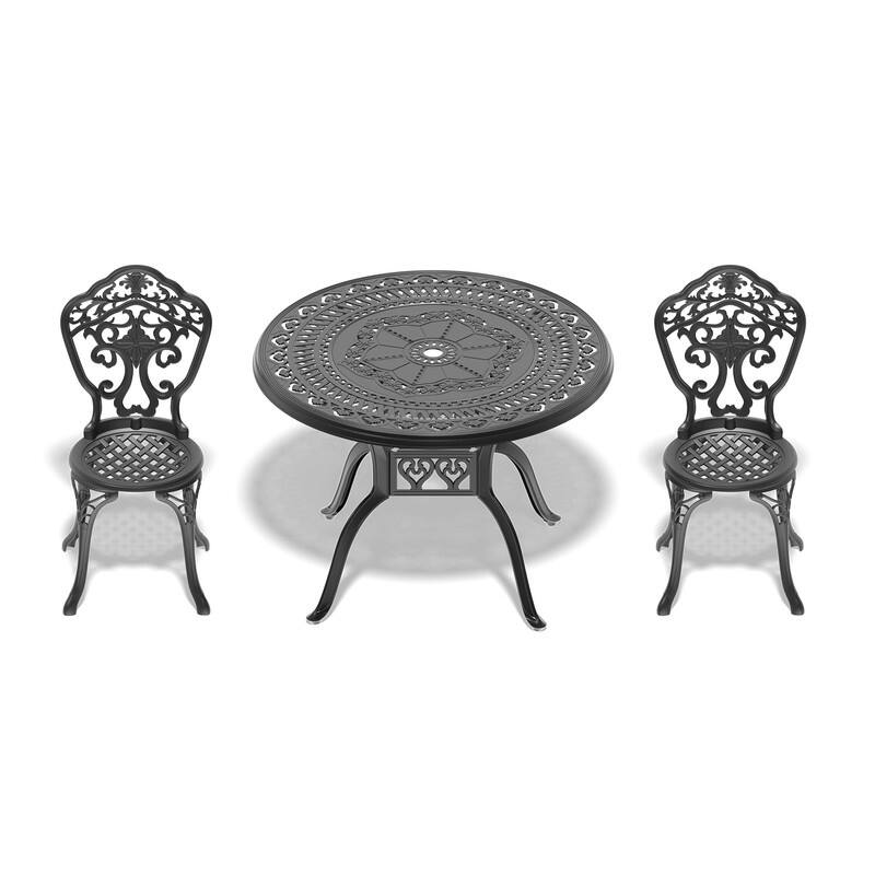 Traditions 3-Piece Patio Outdoor Dining Set with 2 Dining Chairs and 39.37 in.Round Table, Rust Free