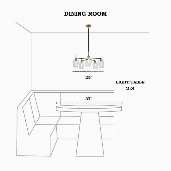 dimension image slide 2 of 4, Modern Farmhouse 3/5-Light Black Gold Chandelier Clear Glass Kitchen Island Pendant Lighting for Dinning Room