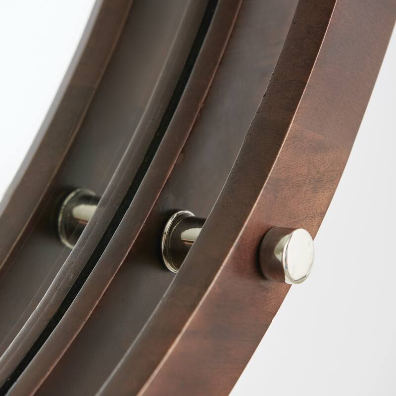 29.75" Polished Nickel/ Dark Wood Decorative Wooden Frame Mirror