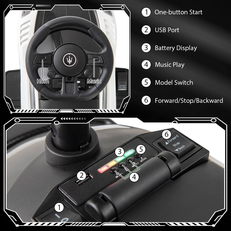 Gymax Electric Kids Ride on Push Car Maserati Licensed Foot to Floor