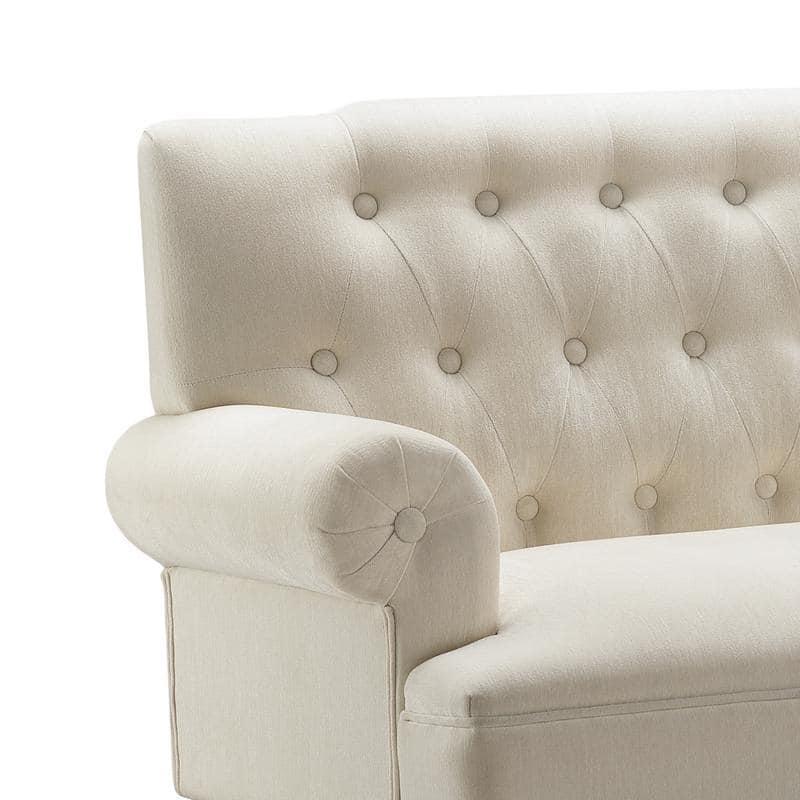 Moser Bay Arete Upholstered Tufted Settee Chesterfield Style Loveseat, Velvet or Linen