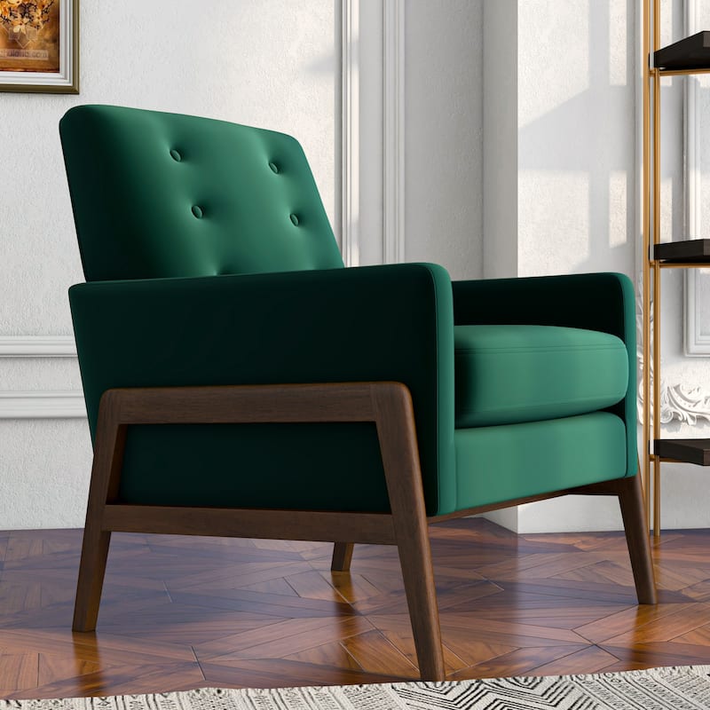 Sage Mid Century Modern Velvet Lounge Chair