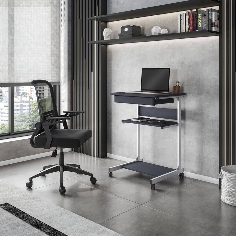 Rolling Laptop Cart with Storage,High quality and durable, Graphite - Gray