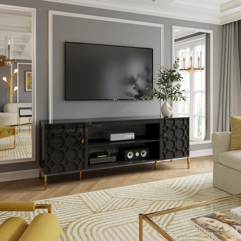 Clihome High Gloss Storage 70'' TV Stand