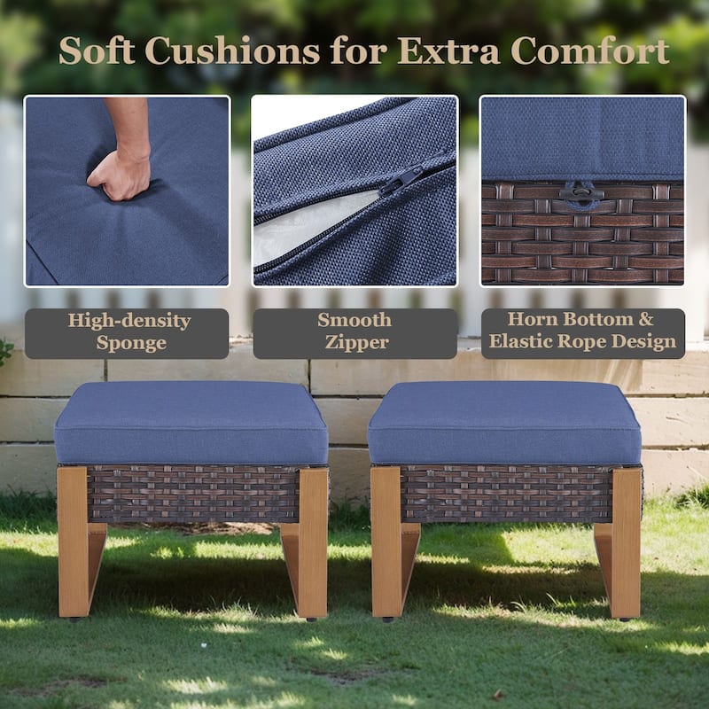 Pocassy 4 Pieces Outoor Patio Swivel Chair Ottoman Set