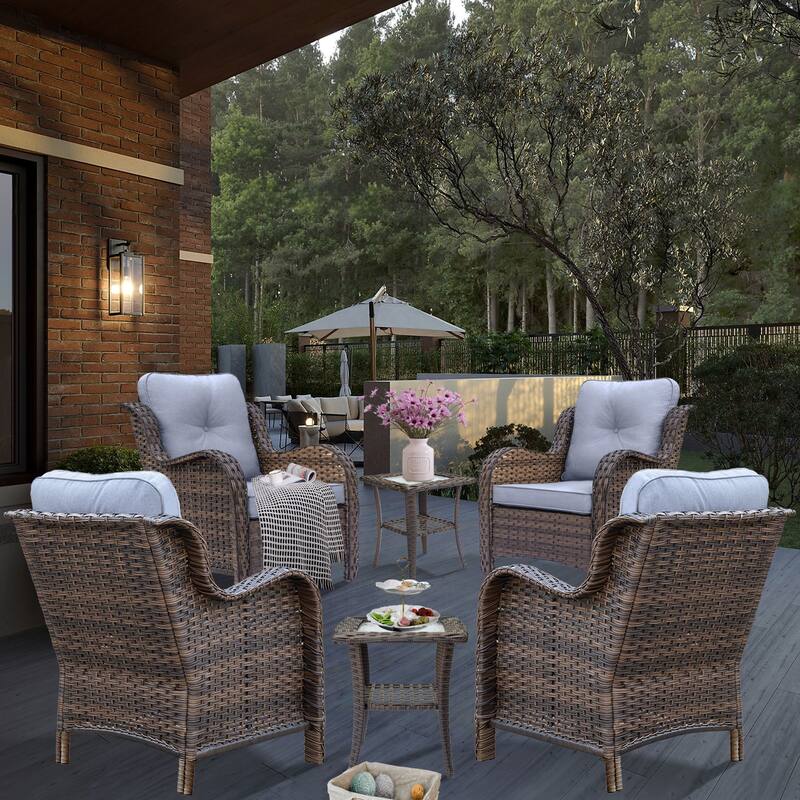 6 Piece Outdoor Wicker Rattan Patio Conversation Furniture Chairs Sets