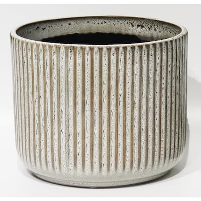 6" Pot Size Taupe Striped Planter