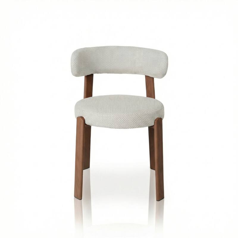 Upholstered Curved Back Wood-look Metal Frame 2pc Dining Chairs - N/A