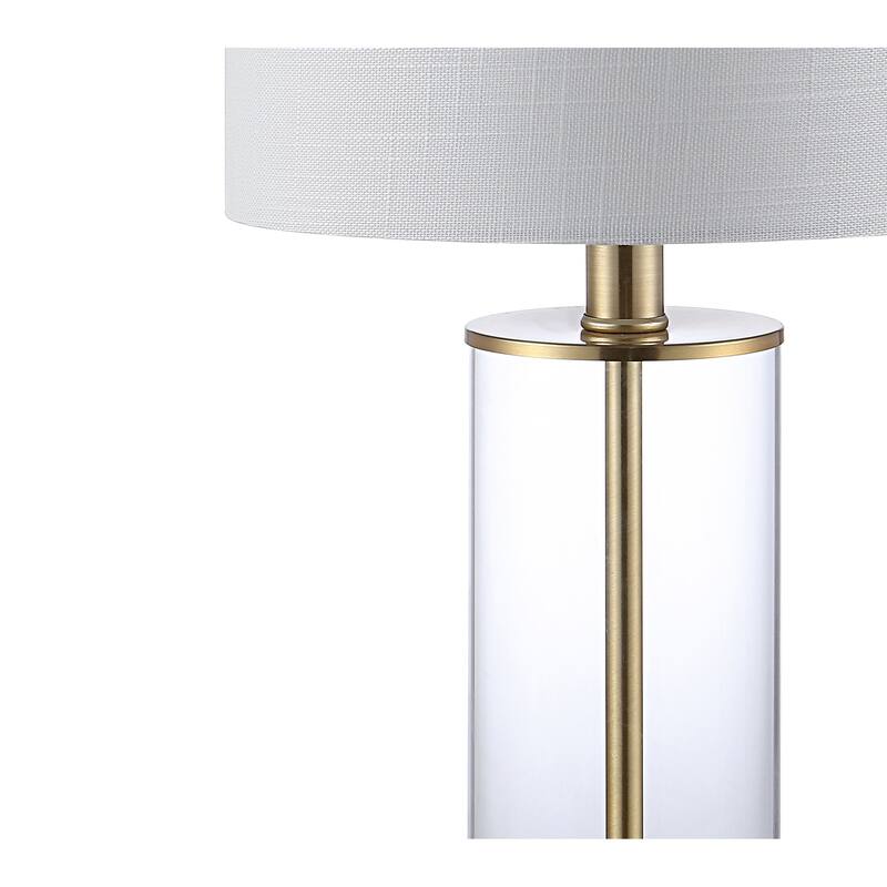 Cabell 21" Glass Modern Contemporary USB Charging LED Table Lamp, Oil Rubbed Bronze (Set of 2) by JONATHAN Y