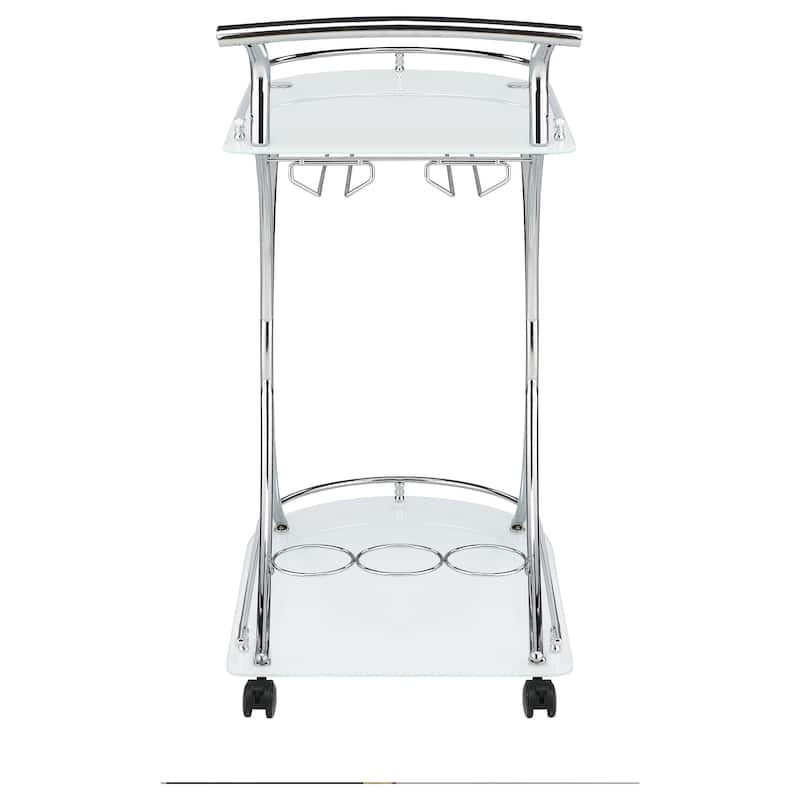 Allen and Chrome 2-Tier Glass Shelf Metal Bar Cart