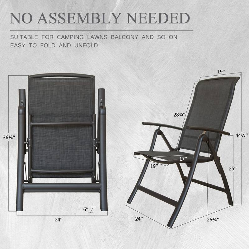 Domi Outdoor Living Aluminum Folding Dining Armchairs (Set of 2) - Adjustable & Weather-Resistant