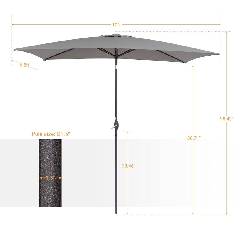 BONOSUKI Patio Rectangular Market Umbrella with Tilt and Crank