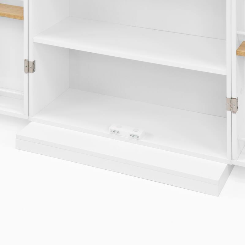 Kitchen Pantry Storage Cabinet, Freestanding Kitchen Cupboards, Buffet Cabinet with Doors & Adjustable Shelves