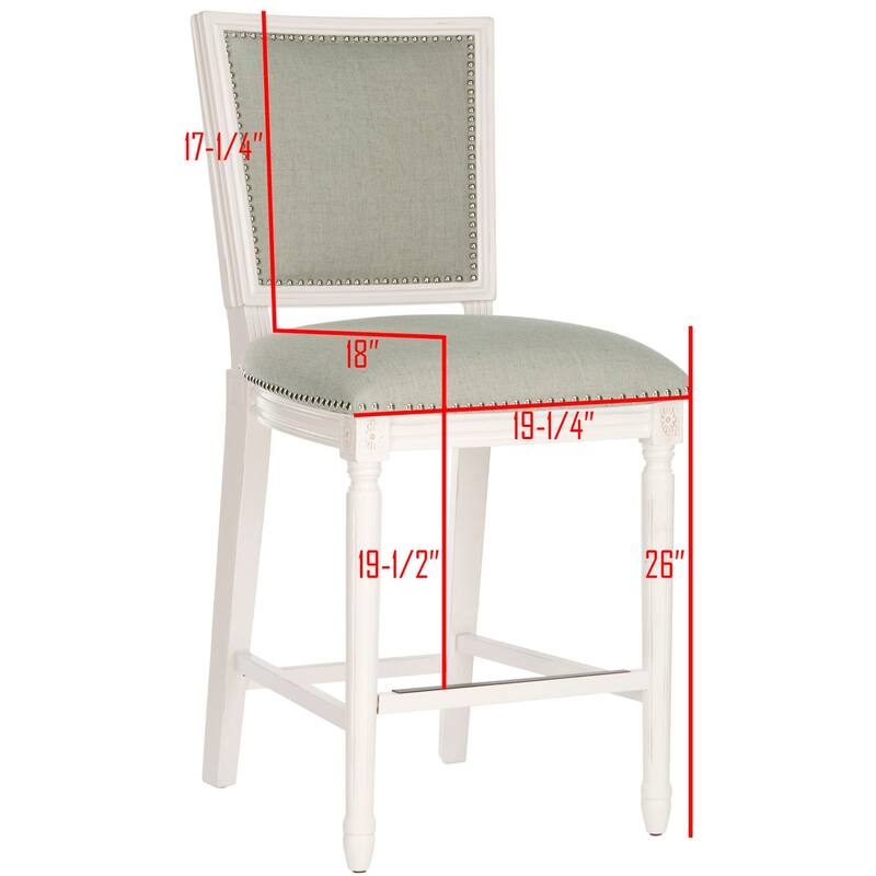 SAFAVIEH Judyth -26 Inch Light Grey/ Cream Rectangular Counter Stool (Set of 2) - 19.3" x 23.5" x 43.3" - 19Wx24Dx43H
