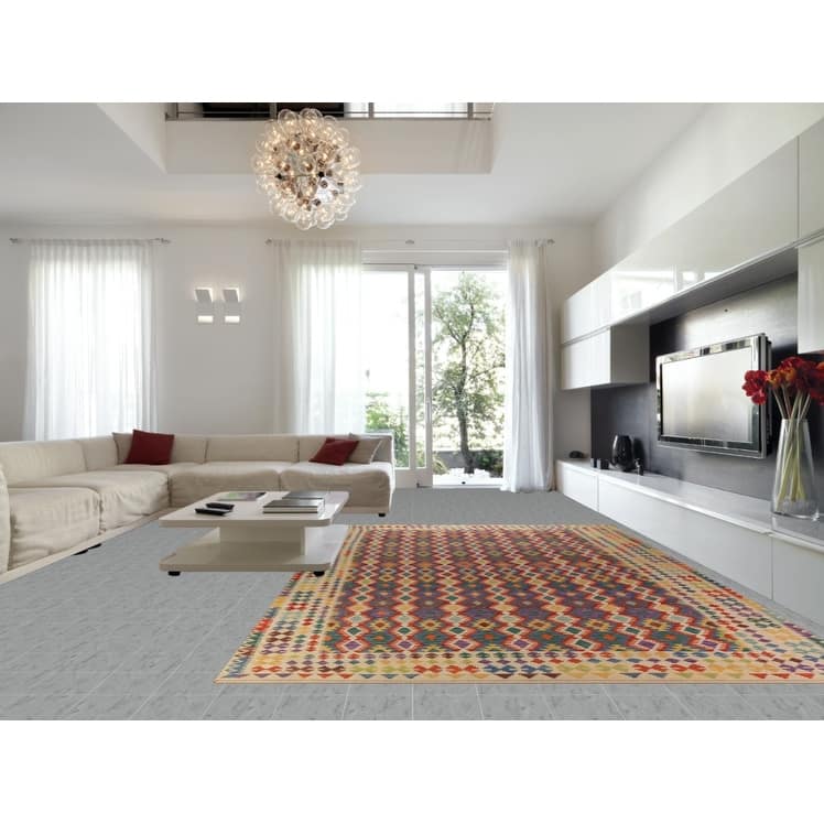 Kilim Oriental Large Rug Hand-Woven Tribal Wool Carpet - 10'1"x 15'11"