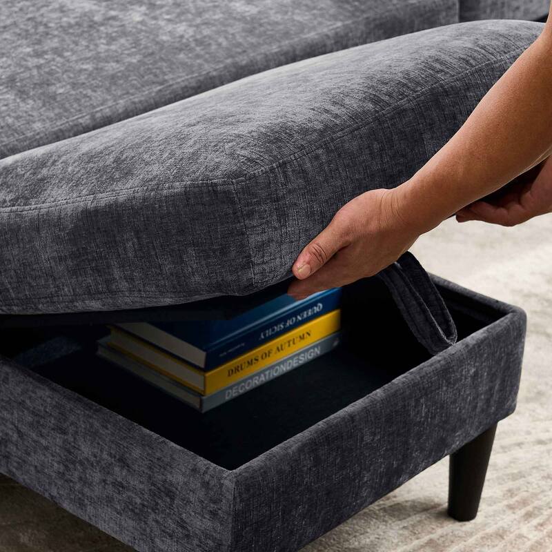 79.13" Chenille L-Shaped Sectional Sofa with Storage Chaise