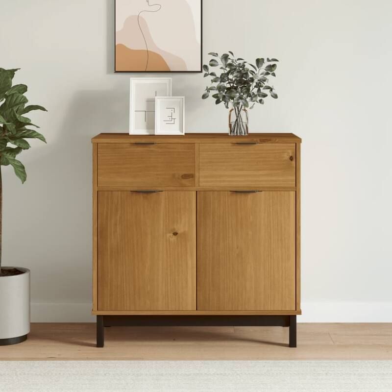 vidaXL Sideboard FLAM 31.5"x15.7"x31.5" Solid Wood Pine - 31.5" x 15.7" x 31.5" - 31.5" x 15.7" x 31.5" - Brown