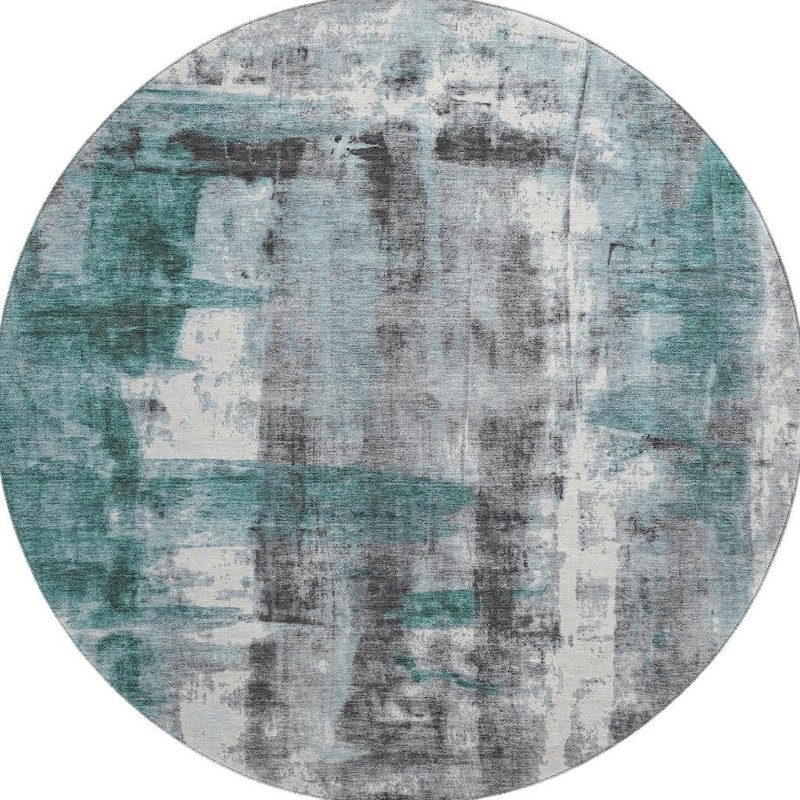 HomeRoots Abstract Transitional Round Area Rug - 8' Round